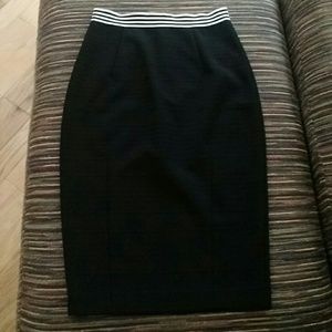 H&M Black Pencil Skirt Striped Waist